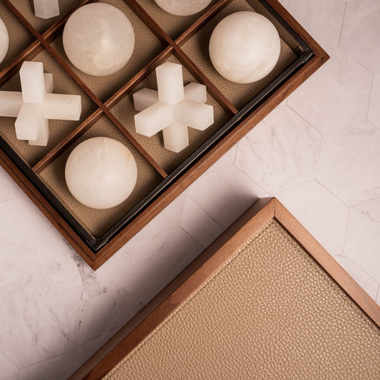 Tic Tac Toe with Alabaster Pieces